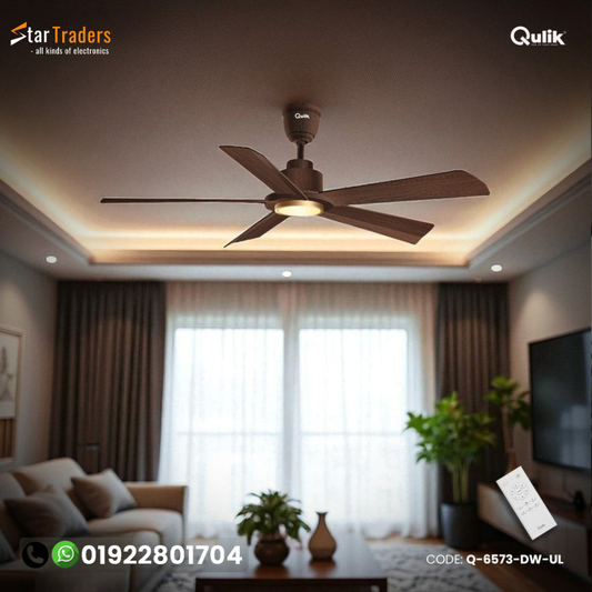 Quantom 56" Decorative Silent ABS Blade Remote Ceiling Fan (Dark wood)