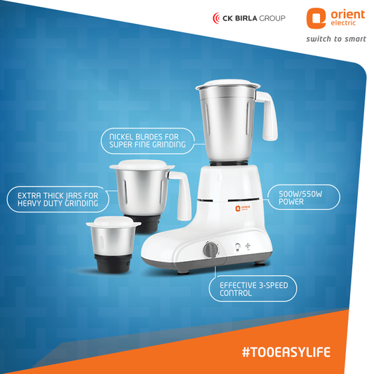 Orient Aquilla Mixer Grinder 550W(3 Jars)