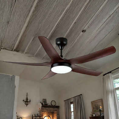 Breezelux Alpha 54 Inch Modern Decorative Silent ABS Blade Underlight With Remote Ceiling Fan (Dark Wood) - BL-3000-BK