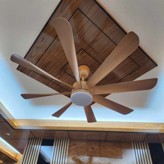 60"- Modern Decorative Silent ABS Blade Under light with Remote Ceiling Fan (Light Wood)