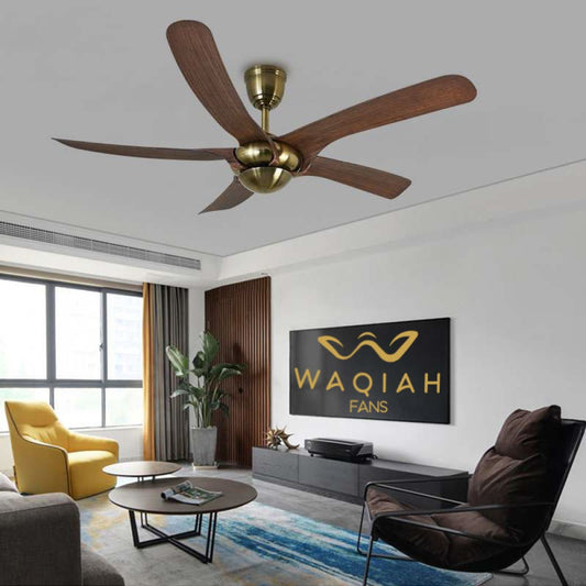 WAQIAH 5 Blade 52 inch Luxury Ceiling Fan Vintage Antique Walnut (Golden)