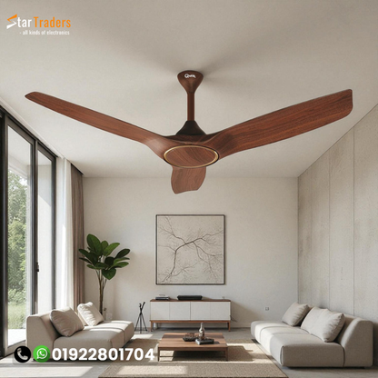 Qulik Aerovane 52" Modern Decorative Silent ABS Blade Remote Under Light Ceiling Fan (Dark Wooden) Q-6572-DW-UL