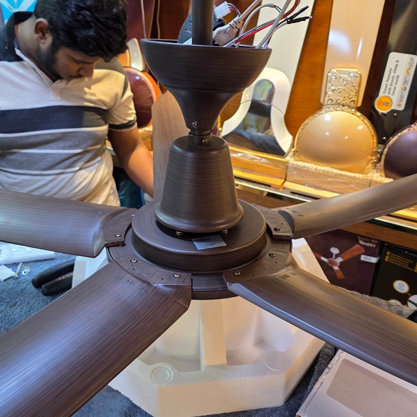 Abs Soundless 5 Blades 52" Inch Ceiling fan Dark Wood