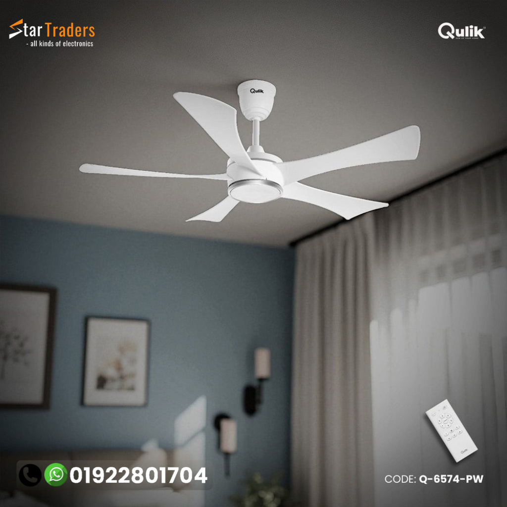 Qulik Falcon 53" Decorative Energy Saving BLDC Remote Control Ceiling Fan (Pearl White) |Q-6574-PW