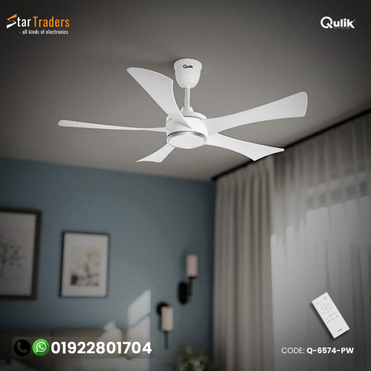 Qulik Falcon 53" Decorative Energy Saving BLDC Remote Control Ceiling Fan (Pearl White) |Q-6574-PW