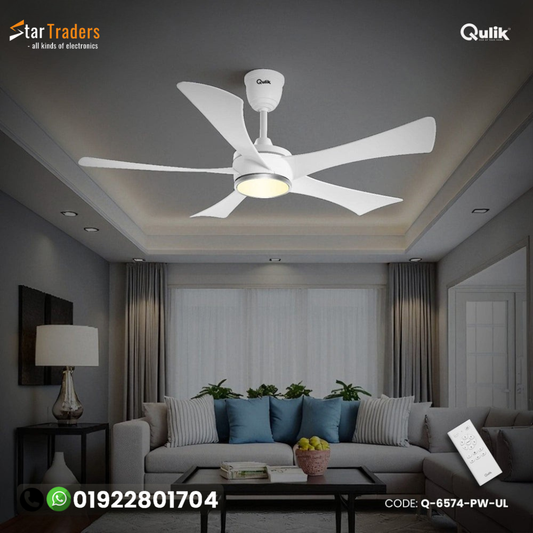 Qulik Falcon 53" Decorative Energy Saving BLDC Remote Control Ceiling Fan (Pearl White) |Q-6574-PW