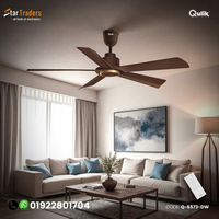 Quantom 56" Decorative Silent ABS Blade Remote Ceiling Fan (Dark wood)