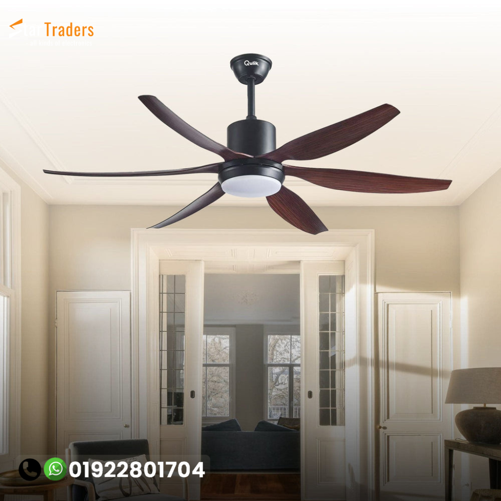 Qulik Silex 54"- Modern Decorative Silent ABS Blade Under light with Remote Ceiling Fan (Dark Wood Grain) Q-6507-DW