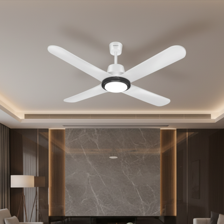 Havells Libeccio BLDC UL - 1200mm ABS Blades RF remote 4 blade Underlight Ceiling Fan (Pearl White)