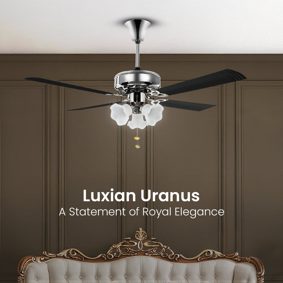 48" Inch Luxury Ceiling Fan Black Chrome