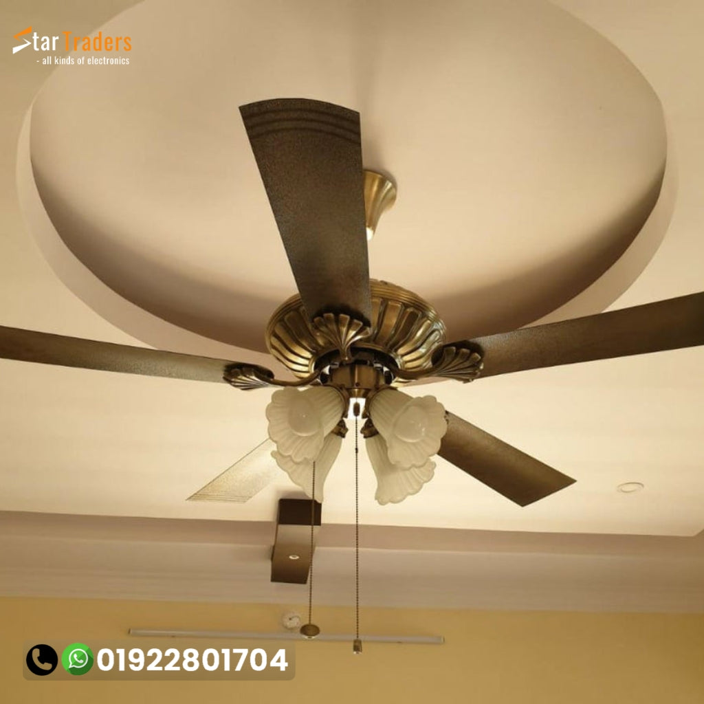 Crompton Jupiter 48" Decorative Ceiling Fan with Lights (Antique Brass
