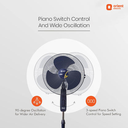 Orient Stand-37 16 Inch Pedestal Fan Commander Grey