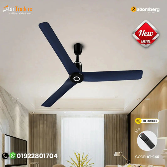 Atomberg Aris Contour Smart IoT 48" BLDC Ceiling Fan (Ritz Blue)