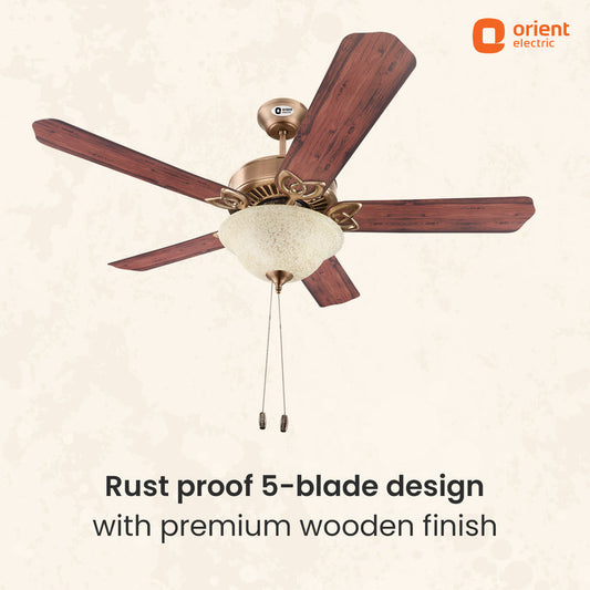 Subaris Solo Underlight Ceiling Fan 1300mm Antique Copper
