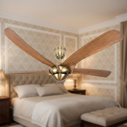 WAQIAH 5 Blade 52 inch Luxury Ceiling Fan Vintage Antique Walnut (Golden)