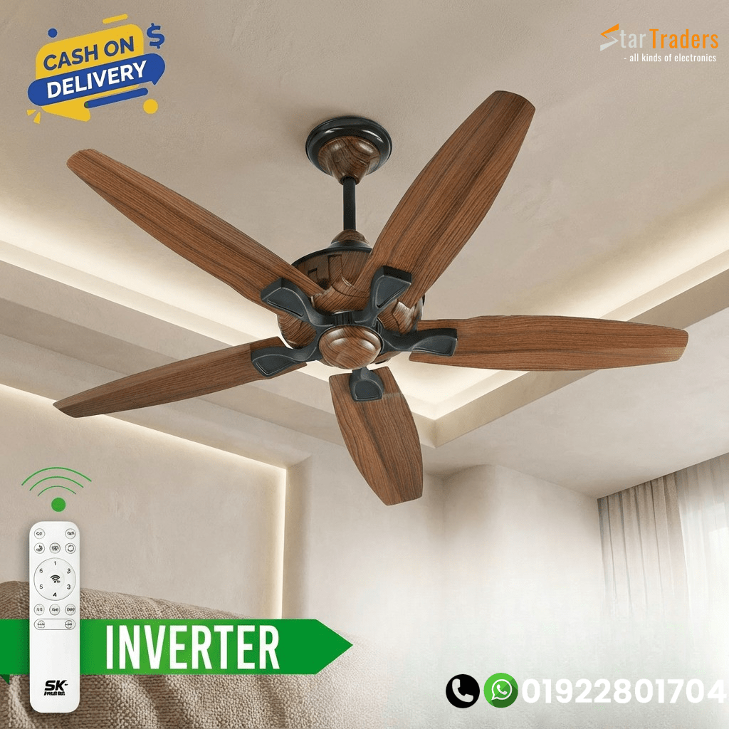 Sk inverter 5 blade Wooden 56" Inch Ceiling Fan
