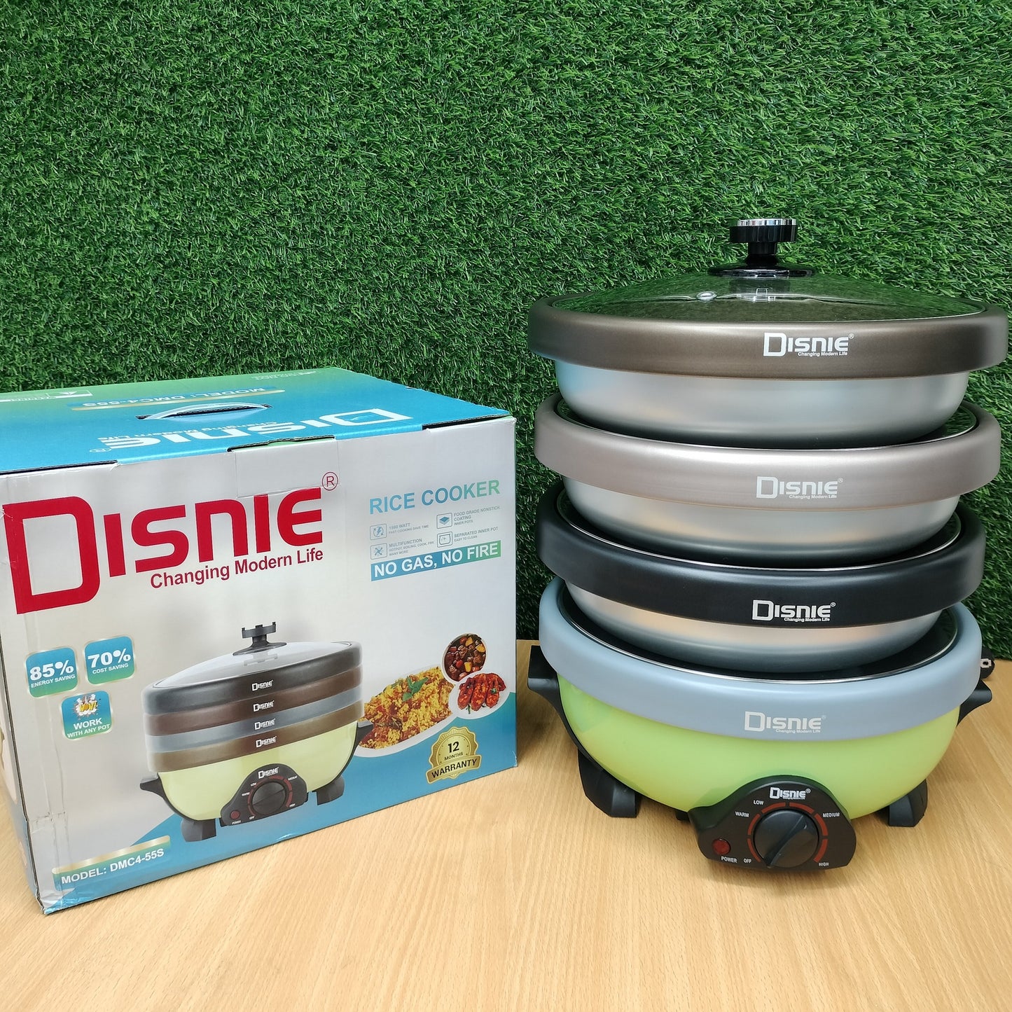 Disnie Electric Multi Curry Cooker With 4 Pots 4 Lids- 5.5 Ltr
