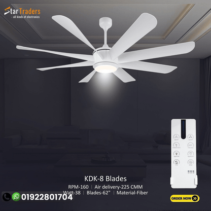 62 Inch Kdk Luxury 8 Blade  Remote Control Bldc Ceiling Fan