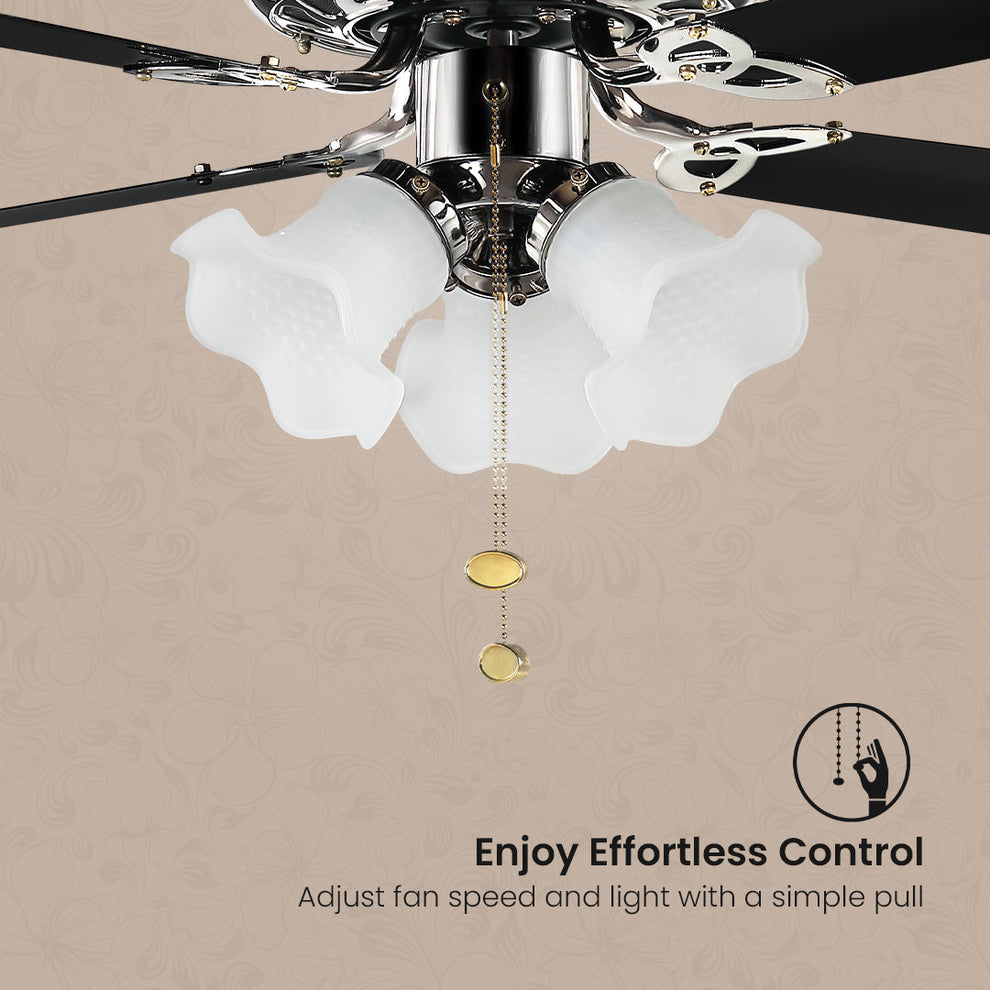 48" Inch Luxury Ceiling Fan Black Chrome