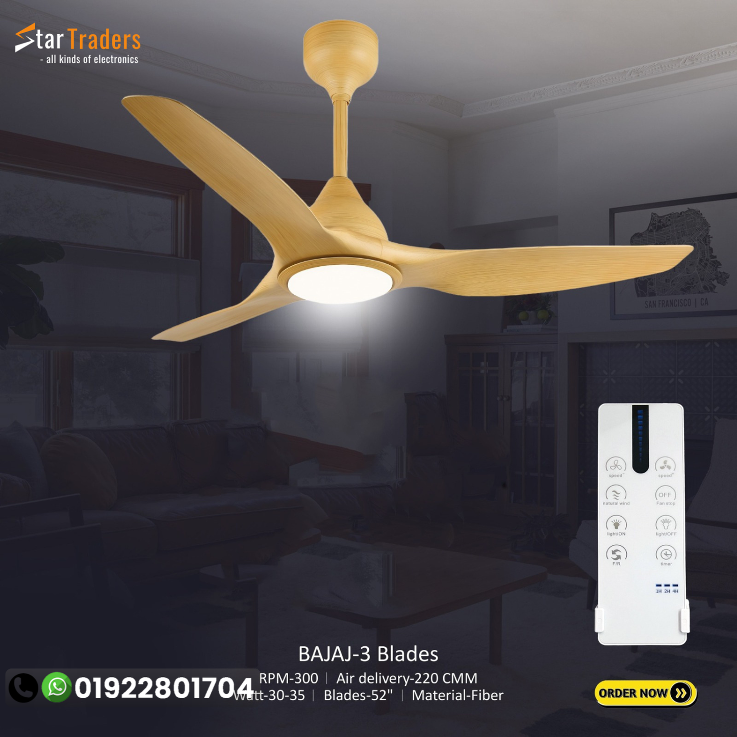 BAJAJ Adonis 3 Blades 52″ Ceiling Fan (BJ-103)