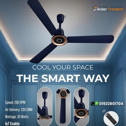 Atomberg Studio Nexus Smart 1400mm BLDC Ceiling Fan with IoT & Remote Control (Ritz Blue) | AT-148