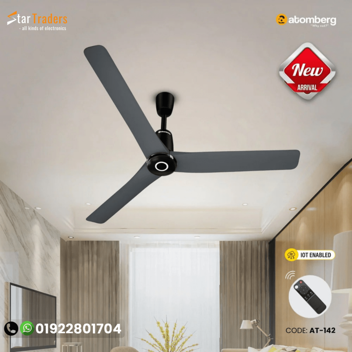 Atomberg Aris Contour Smart 48" BLDC Ceiling Fan (Regent Grey) | AT-142