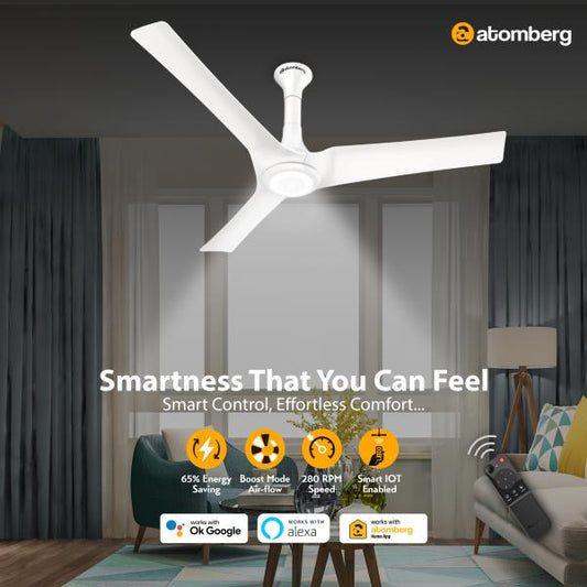 Atomberg Aris Starlight 48" Silent  BLDC Motor With Smart IoT and IR Remote Ceiling Fan