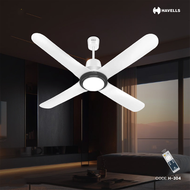 Havells Libeccio BLDC UL - 1200mm ABS Blades RF remote 4 blade Underlight Ceiling Fan (Pearl White)