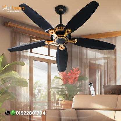 56" Inch 5 Blades Matt Black Remote Control Ceiling Fan