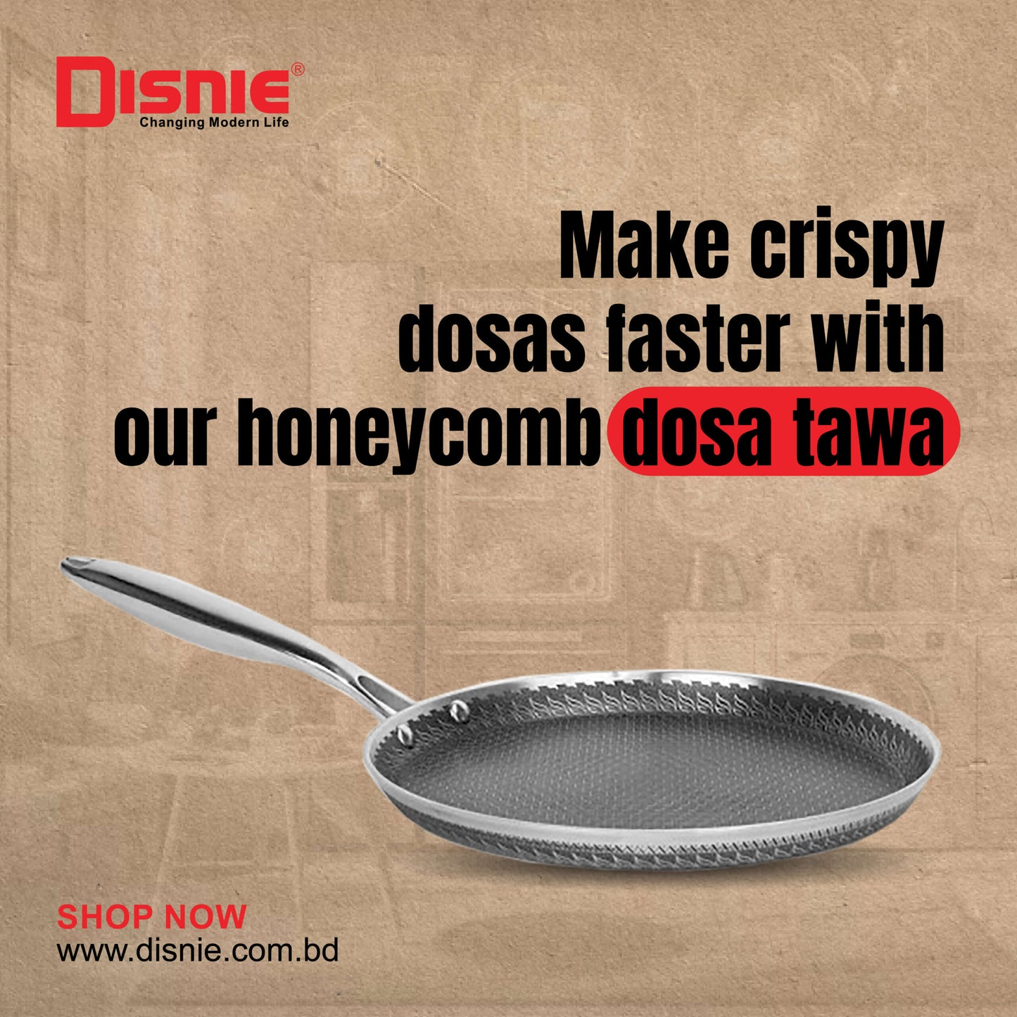Disnie SUS 316 Honeycomb Dosa Tawa