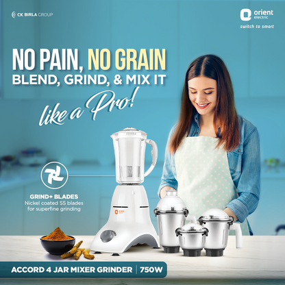 Orient Accord Mixer Grinder 750 W(4 Jars )