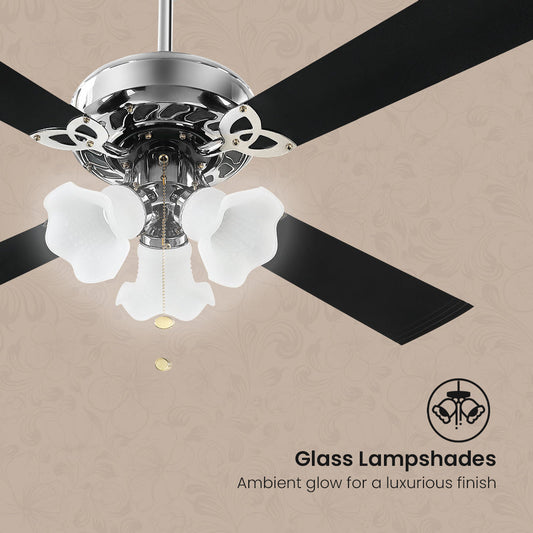 48" Inch Luxury Ceiling Fan Black Chrome