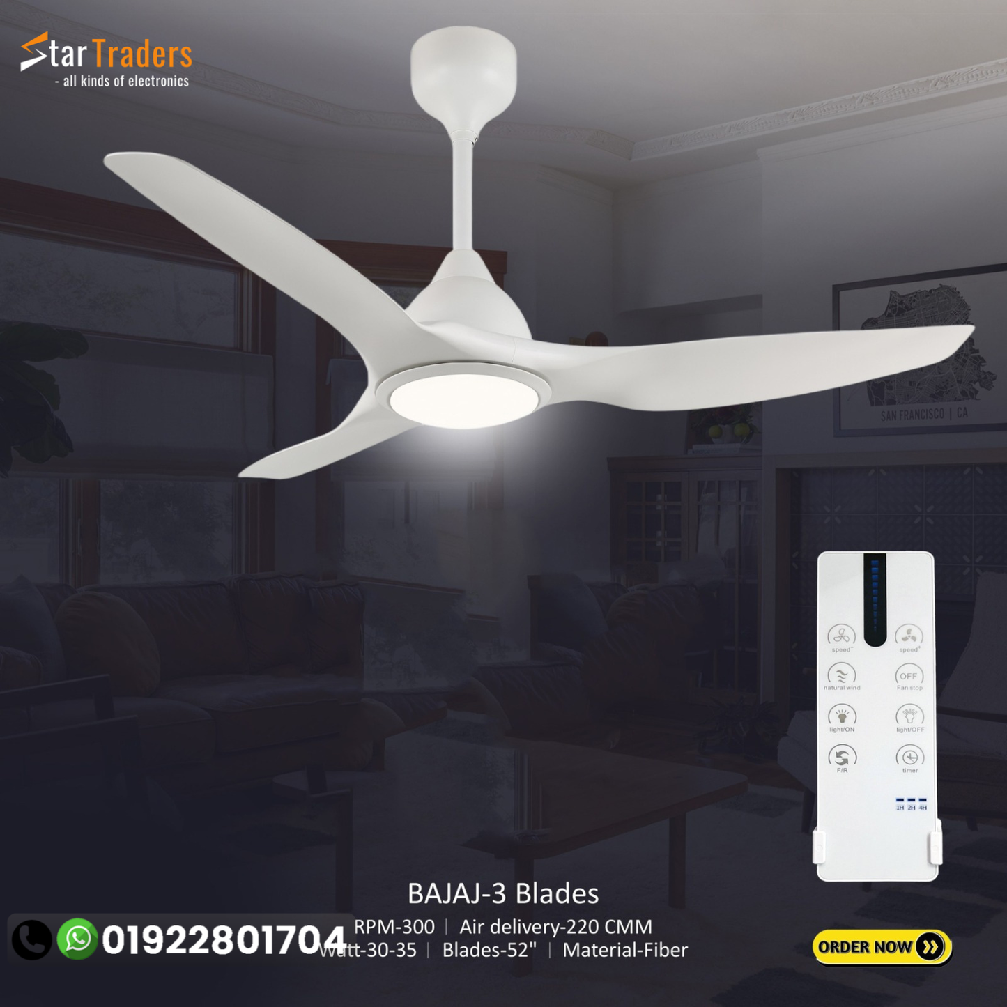 BAJAJ Adonis 3 Blades 52″ Ceiling Fan (BJ-103)