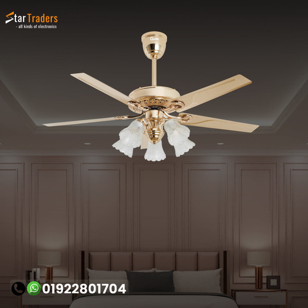 Glass Flower Lampshade Copper Motor Remote Control Under-light Ceiling Fan