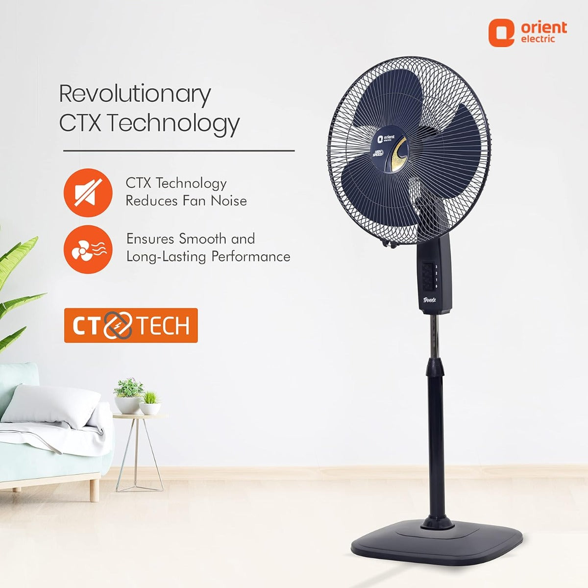 Orient Stand-37 16 Inch Pedestal Fan Commander Grey