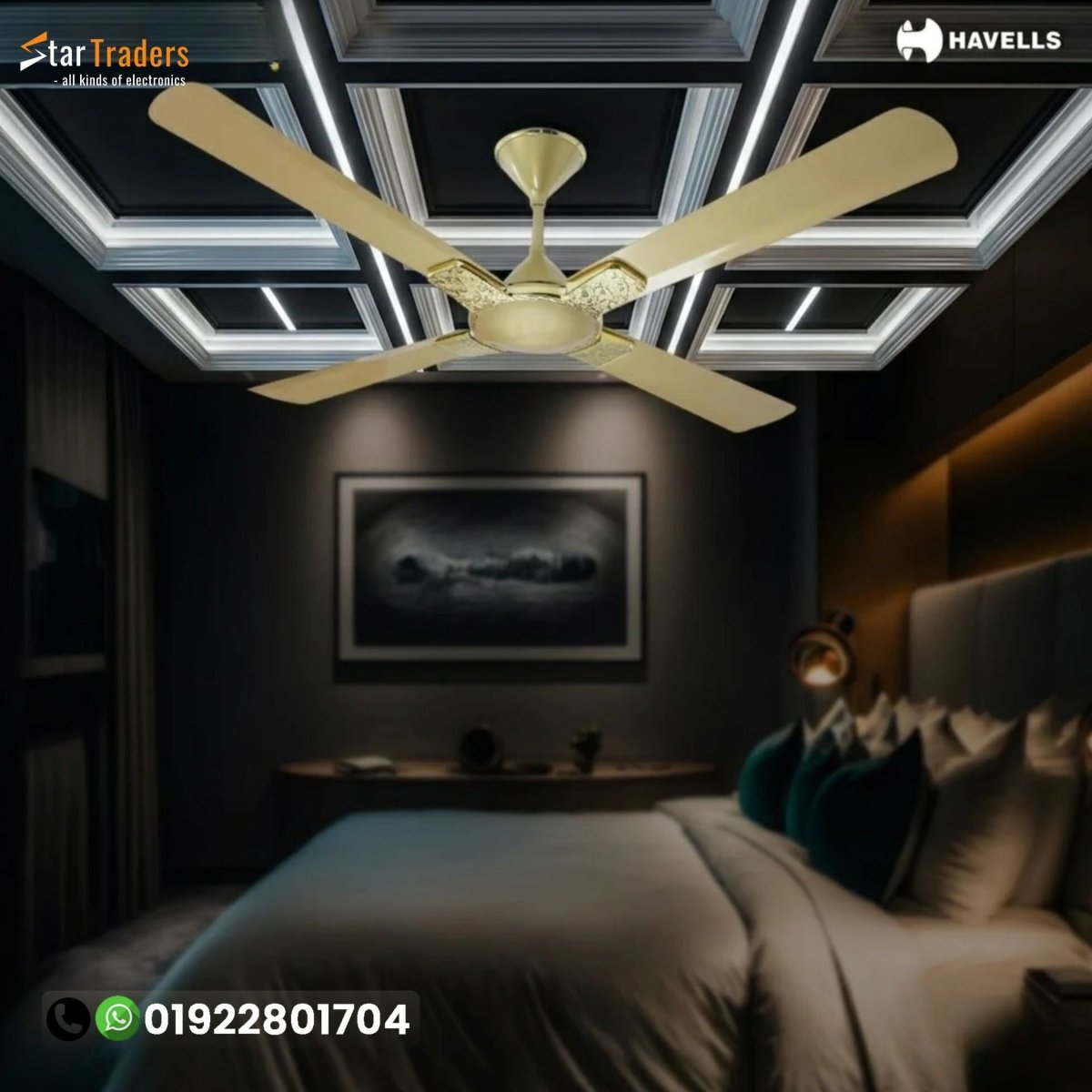 56" Inch Enticer Hues Gold 4 Blade ceiling fan