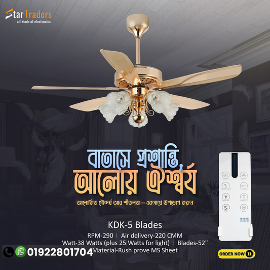 KDK 5 Blades 52″ Ceiling Fan - Golden