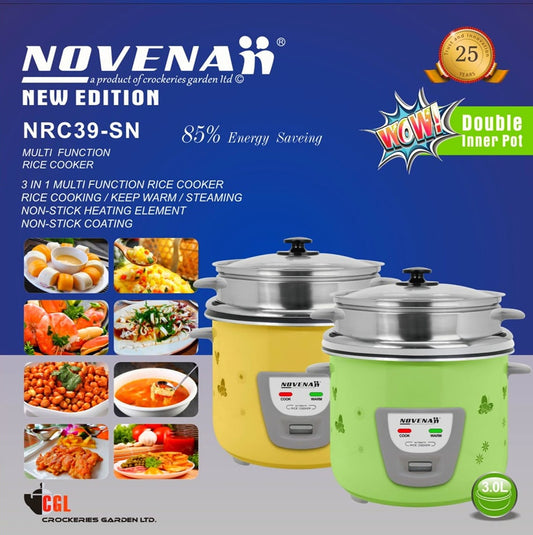 Novena 3 Liter Rice Cooker NRC39-SNA (4 Colour)