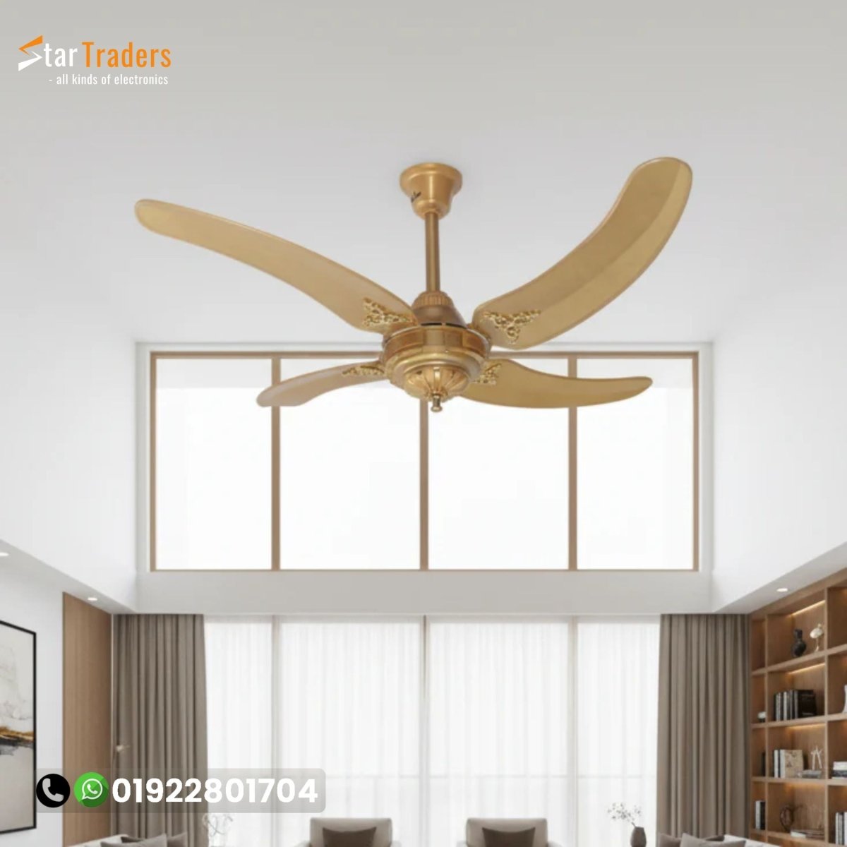 Pakistani 4 Blades 56" Inch Golden Ceiling Fan
