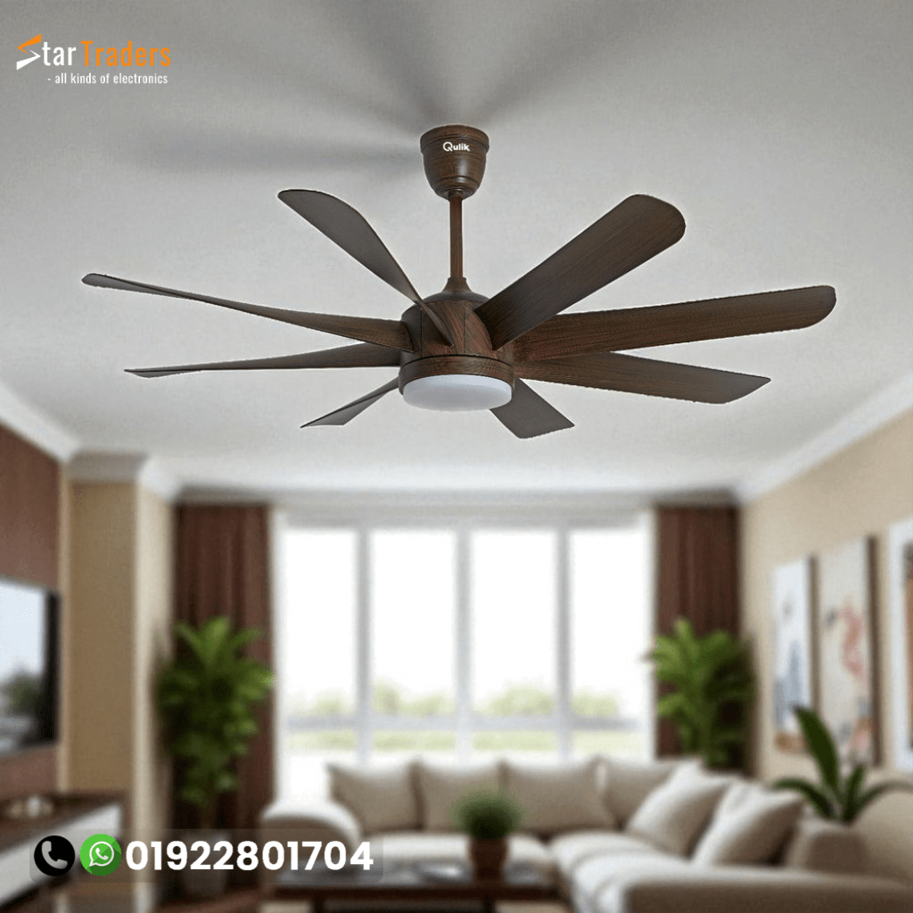 60"- Modern Decorative Silent ABS Blade Under light with Remote Ceiling Fan (DarK Wood)