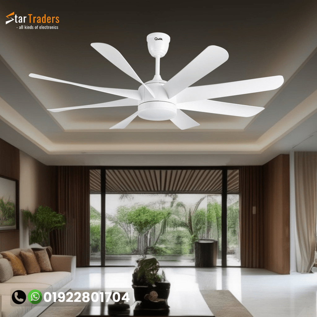 60"- Modern Decorative Silent ABS Blade Under light with Remote Ceiling Fan (White)